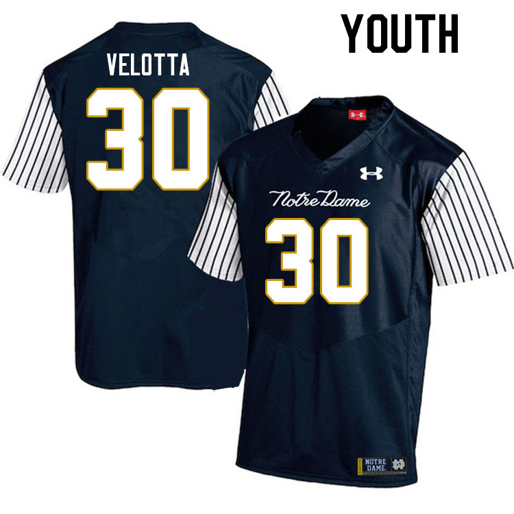Youth #30 Skip Velotta Notre Dame Fighting Irish College Football Jerseys Stitched-Alternate
